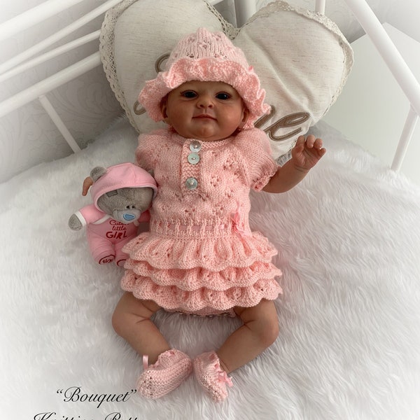 A "Bouquet” Rah-Rah romper Knitting pattern for Reborn doll 16 -22” or 0-3 Mth Old Baby