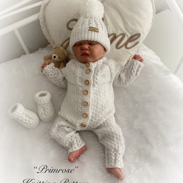 Un modèle de tricot barboteuse « Primrose » pour poupée Reborn 16 -22 » ou bébé de 0 à 3 mois