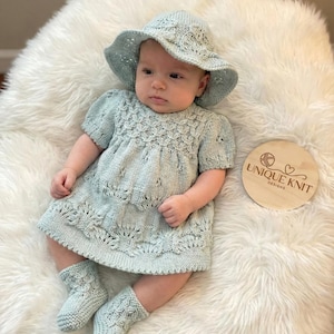 A "Clementine” Dress Set Knitting pattern for Reborn doll 16 -22” or 0-3 Mth Old Baby