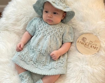 A "Clementine” Dress Set Knitting pattern for Reborn doll 16 -22” or 0-3 Mth Old Baby