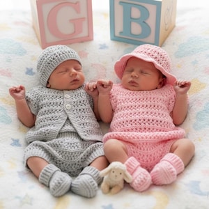 Wzór na wieloczęściową robótkę „Malibu” dla lalki Reborn w wieku 16–22 cali lub dla dziecka w wieku 0–3 miesięcy