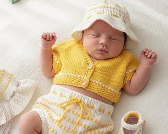A "Brook” 5 piece knitting pattern set for a reborn doll 16 -22” or 0-3 Month Old Baby