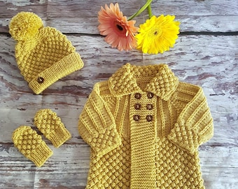 A &quot;Enchanted” 3 Piece Coat Set Knitting pattern for Reborn doll 16-22” or 0-3 Month Old Baby