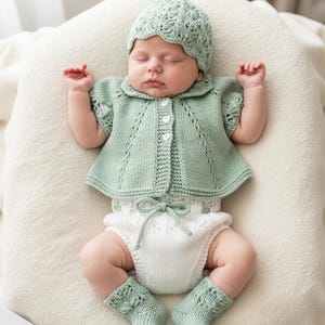 Wzór na wieloczęściową robótkę „Beatrice” dla lalki Reborn w wieku 16–22 cali lub dla dziecka w wieku 0–3 miesięcy