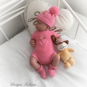 A &quot;Buttercup” Romper Knitting pattern for Reborn doll 16 -22” or 0-3 Mth Old Baby