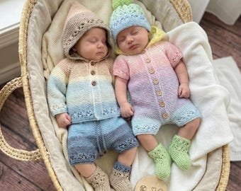 A "Rainbow” Multi-piece Knitting pattern for Reborn doll 16 -22” or 0-3 Month Old Baby