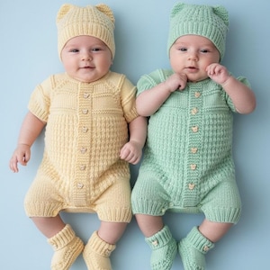 A "Mango" Romper knitting pattern for reborn doll 16-22" or 0-3 Month old baby image 4