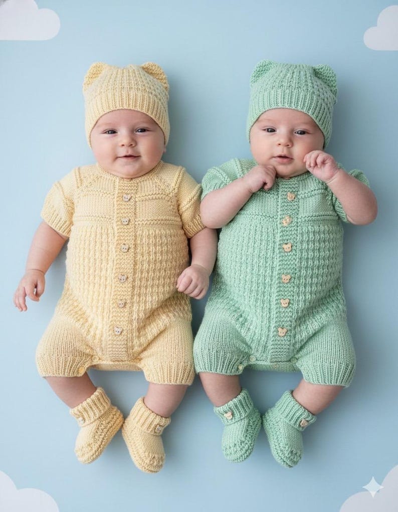 A "Mango" Romper knitting pattern for reborn doll 16-22" or 0-3 Month old baby image 4