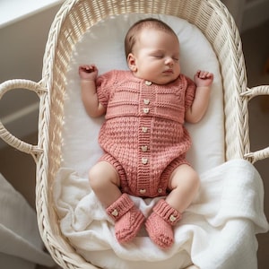 A "Mango" Romper knitting pattern for reborn doll 16-22" or 0-3 Month old baby image 11