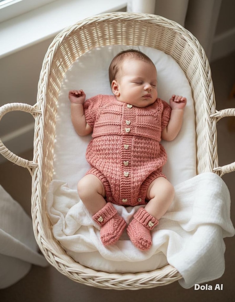 A "Mango" Romper knitting pattern for reborn doll 16-22" or 0-3 Month old baby image 11