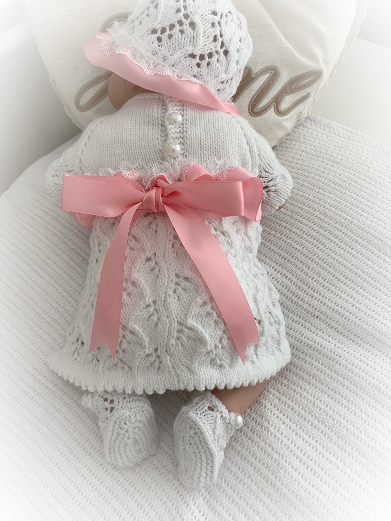 A Sakura Dress set knitting pattern for Reborn doll 16 | Etsy
