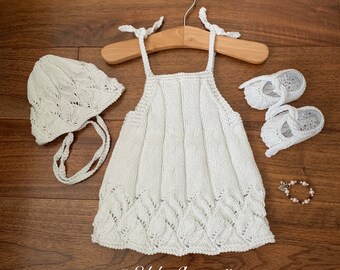 A &quot;Elderflower” Dress Knitting pattern for Reborn doll 16 -22” or 0-3 Month Old Baby