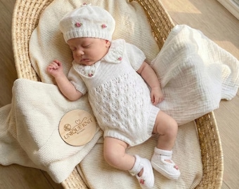 A "Lillies ” Romper Knitting pattern for Reborn doll 16 -22” or 0-3 Mth Old Baby
