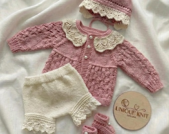A "Flower” Cardigan & Bloomers Knitting pattern set for Reborn doll 16 -22” or 0-3 Mth Old Baby