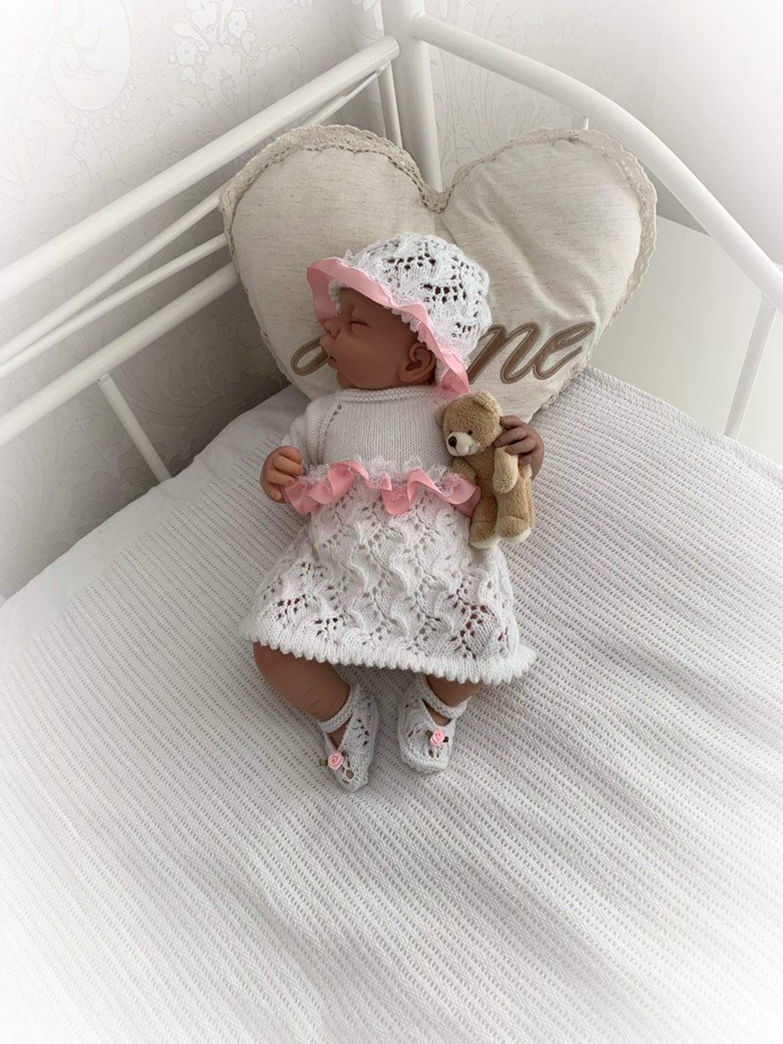 A Sakura Dress set knitting pattern for Reborn doll 16 | Etsy