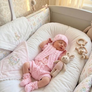 A "Sparkle” 4-piece Knitting pattern set for Reborn doll 16 -22” or 0-3 Month Old Baby