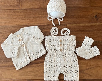 A "Davina” 4 piece Set Knitting pattern for Reborn doll 16-22” or 0-3 Month Old Baby