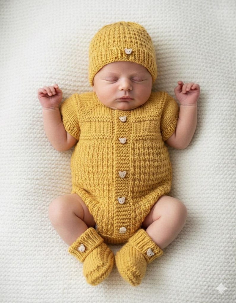A "Mango" Romper knitting pattern for reborn doll 16-22" or 0-3 Month old baby image 3