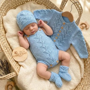 Molde para roupa de bebê em tricô Sycamore - Conjunto de 4 peças (Molde em PDF)