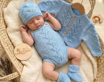 Sycamore Knit Baby Outfit Pattern - 4 Piece Set (PDF Pattern)
