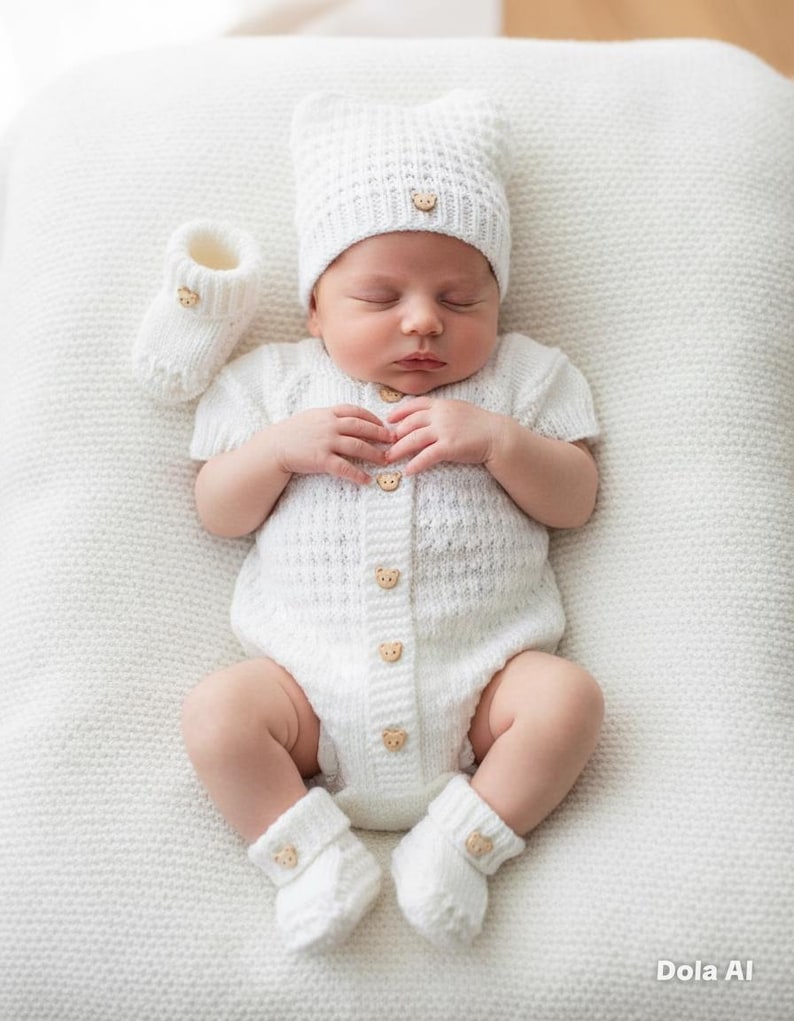 A "Mango" Romper knitting pattern for reborn doll 16-22" or 0-3 Month old baby image 13