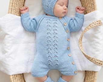 A "Peanut" Romper knitting pattern for reborn doll 16-22" or 0-3 Month old baby