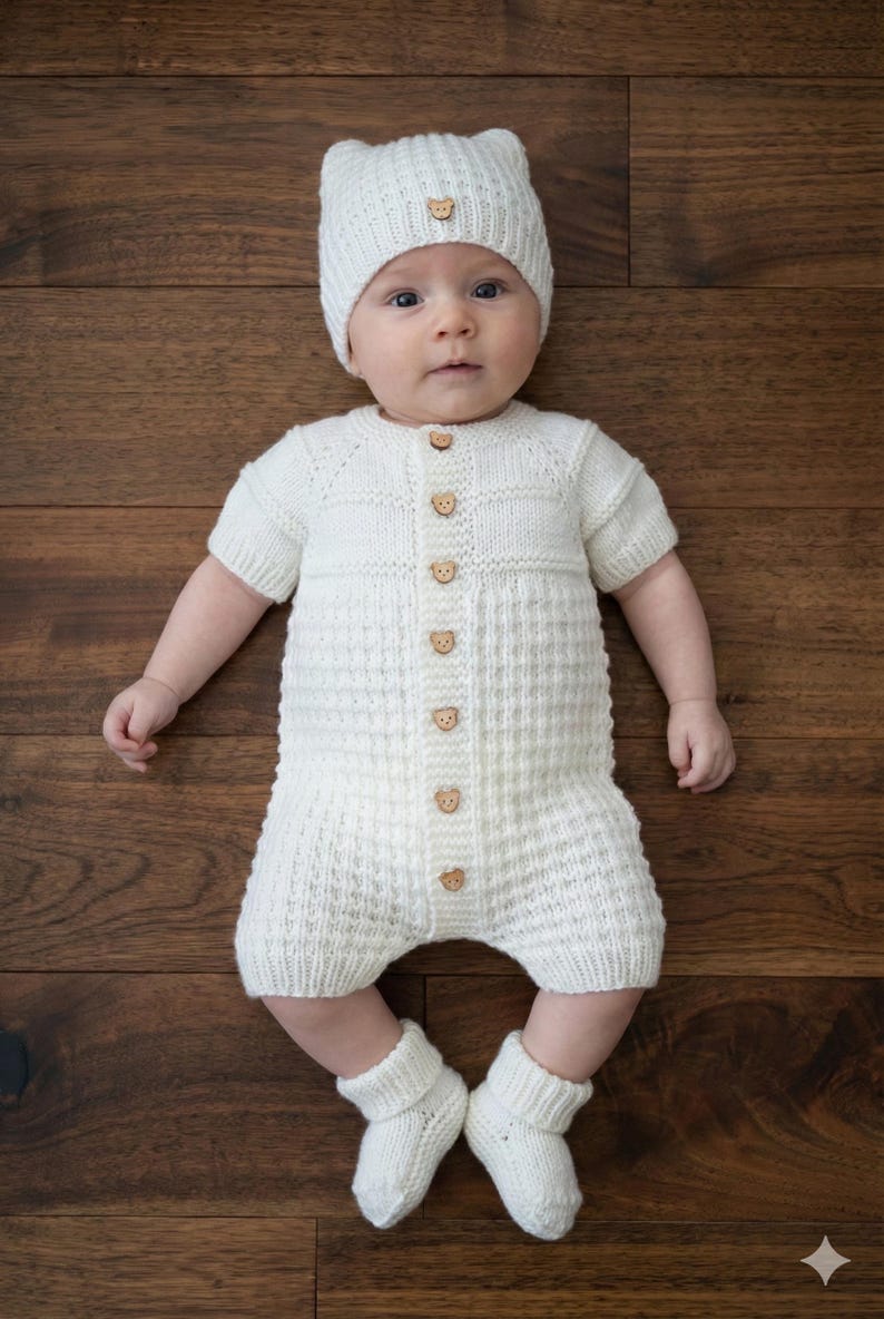 A "Mango" Romper knitting pattern for reborn doll 16-22" or 0-3 Month old baby image 9