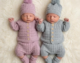 Tate and Kate - Reborn Doll Knitting Pattern: 4-Piece Set (0-6 Month)