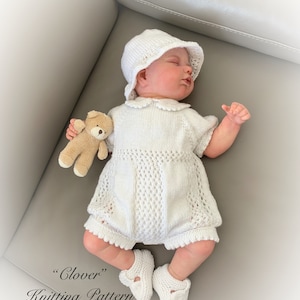 A &quot;Clover” Romper Knitting pattern for Reborn doll 16 -22” or 0-3 Mth Old Baby