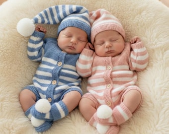 Sweet Dreams Romper Knitting Pattern - Reborn Doll or 0-3 Month Baby