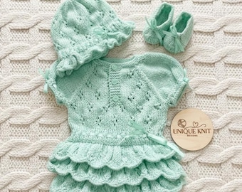 A "Bouquet” Rah-Rah romper Knitting pattern for Reborn doll 16 -22” or 0-3 Mth Old Baby