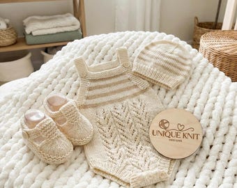 A "Batersea” Romper Knitting pattern for Reborn doll 18 -24” or 0-9 Mth Old Baby