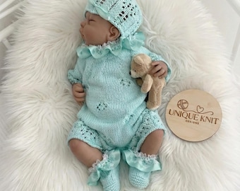 A "Amaryllis” Romper Knitting pattern for Reborn doll 16 -22” or 0-3 Mth Old Baby