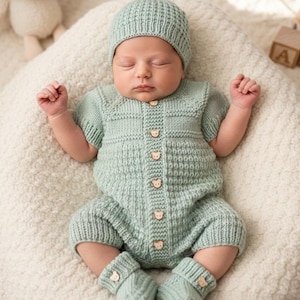 A "Mango" Romper knitting pattern for reborn doll 16-22" or 0-3 Month old baby