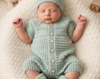 A "Mango" Romper knitting pattern for reborn doll 16-22" or 0-3 Month old baby