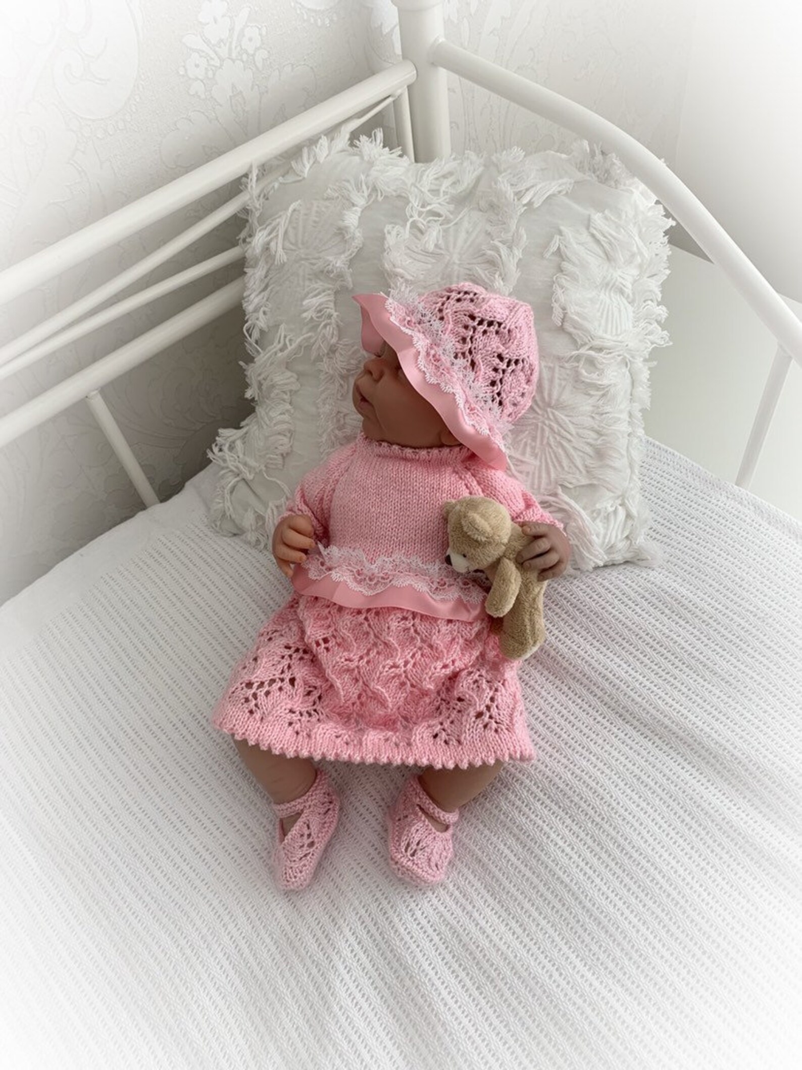 A Sakura Dress set knitting pattern for Reborn doll 16 | Etsy