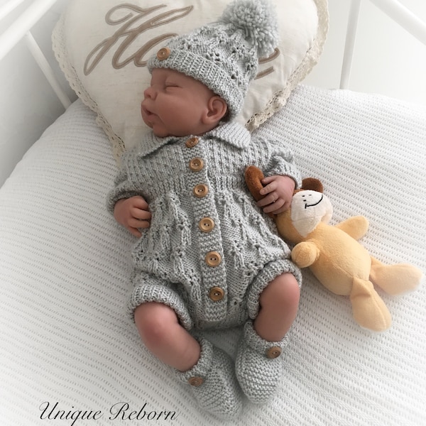 A "Bluebell ” Romper Knitting pattern for Reborn doll 16 -22” or 0-3 Mth Old Baby
