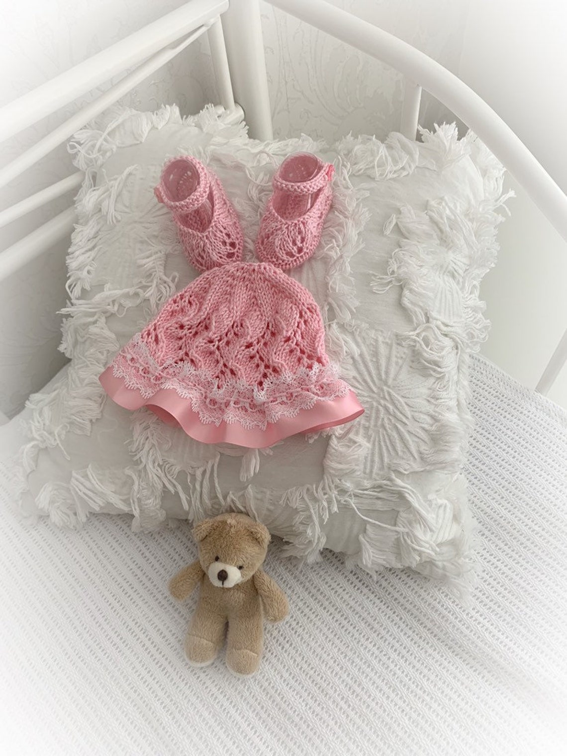 A Sakura Dress set knitting pattern for Reborn doll 16 | Etsy