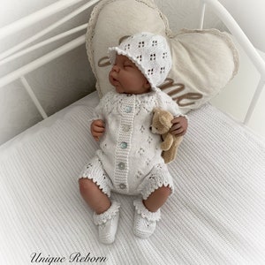 A "Snowdrop ” Romper Knitting pattern for Reborn doll 16 -22” or 0-3 Mth Old Baby