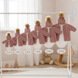 A "Sugarplum” 4 piece set knitting pattern sizes from premature to 24 Months
