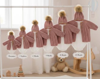 A "Sugarplum” 4 piece set knitting pattern sizes from premature to 24 Months