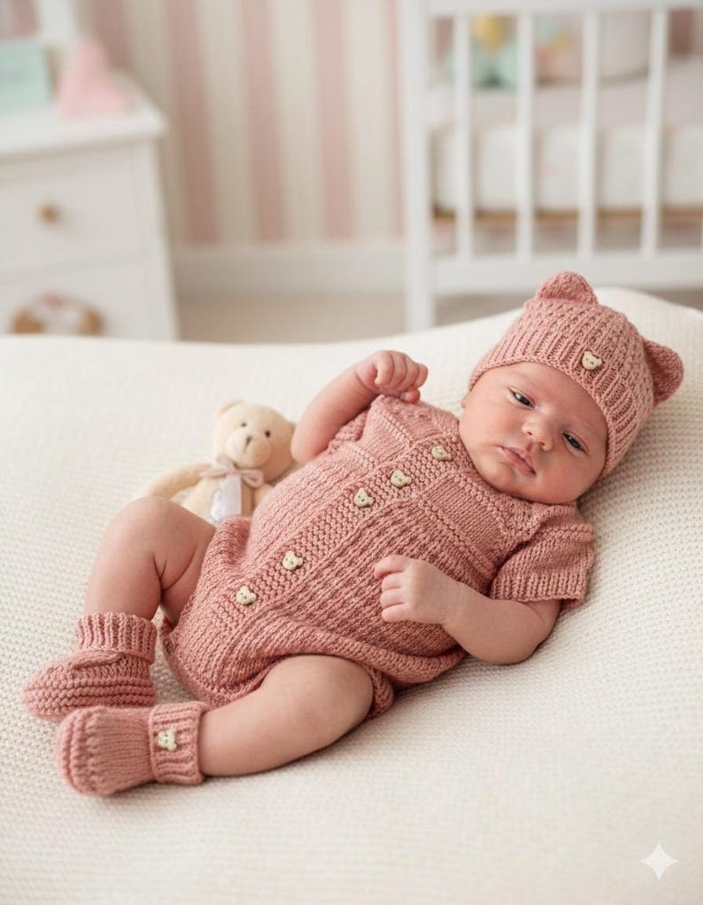 A "Mango" Romper knitting pattern for reborn doll 16-22" or 0-3 Month old baby image 2