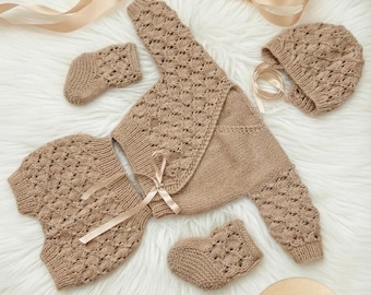 A "Caraway” 4 Piece Set Knitting pattern for Reborn doll 16-22” or 0-3 Month Old Baby