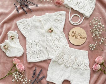 A "Edith” 4 Piece Knitting pattern set for Reborn doll 16 -22” or 0-3 Month Old Baby