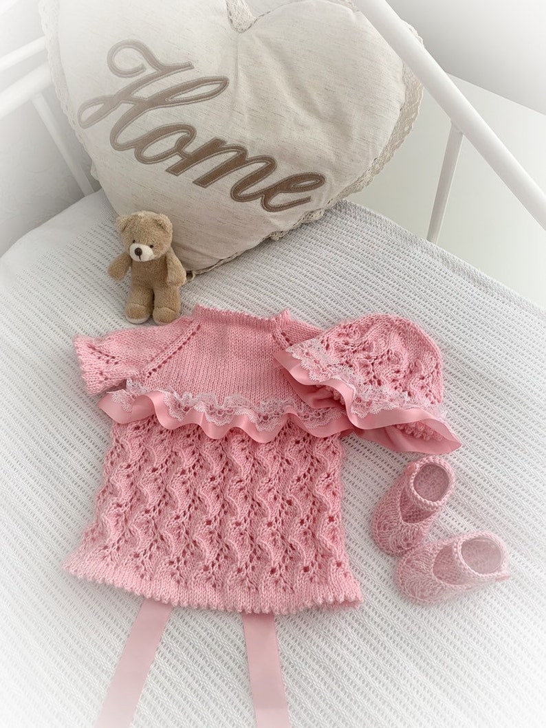 A Sakura Dress set knitting pattern for Reborn doll 16 | Etsy