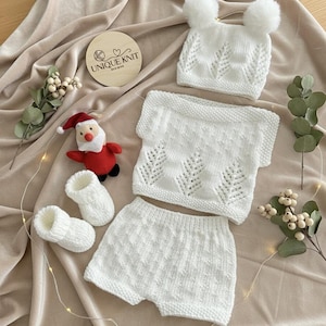 Eiszapfen Strickmuster 4-teiliges Set, Rebornpuppe oder 0-3 Monate Baby (PDF Strickanleitung)