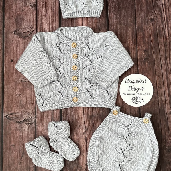 A "Sycamore” 4 piece set Knitting pattern for Reborn doll 16 -22” or 0-3 Month Old Baby