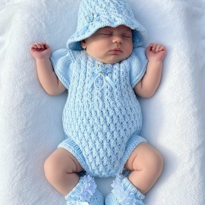 A "Ruffle” Romper Knitting pattern for Reborn doll 16 -22” or 0-3 Month Old Baby