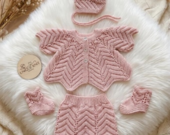 A "Angelica” Multi-piece Knitting pattern for Reborn doll 16 -22” or 0-3 Month Old Baby