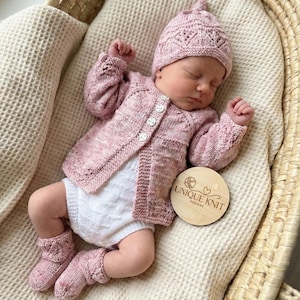 A "Windsor” 4 Piece Set Knitting pattern for Reborn doll 16-22” or 0-3 Month Old Baby